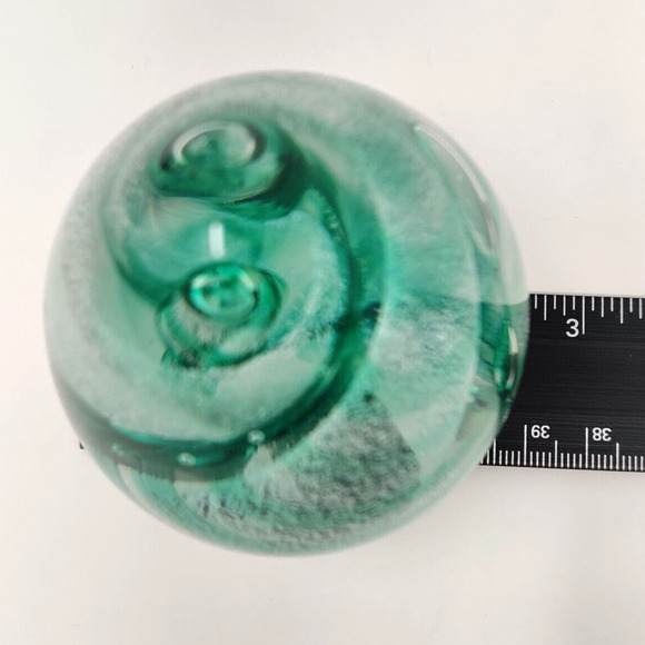 Vintage Studio Glass Paperweight Egg Green Swirl Signed Ann Corcoran '93 Nouwrot - Picture 16 of 16